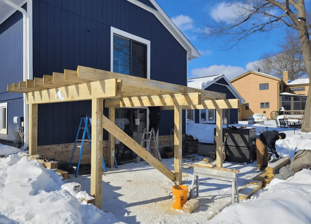 local deck builder in Lake County constructing a new deck - Custom Deck Builders near me in Lake County, Ohio