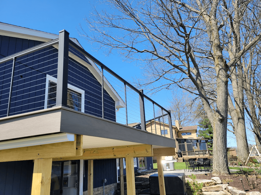 elevated deck with cable railing - local deck contractor near me in lake county ohio