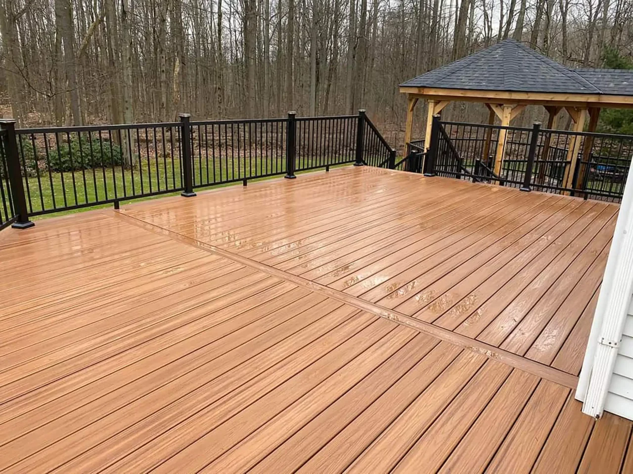 photo of a Trex deck with an adjoining gazebo - Gazebo Trex decking Project in Bainbridge OH