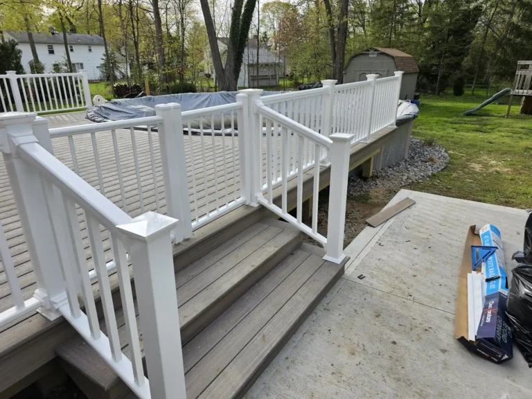 pool deck with gates and handrails