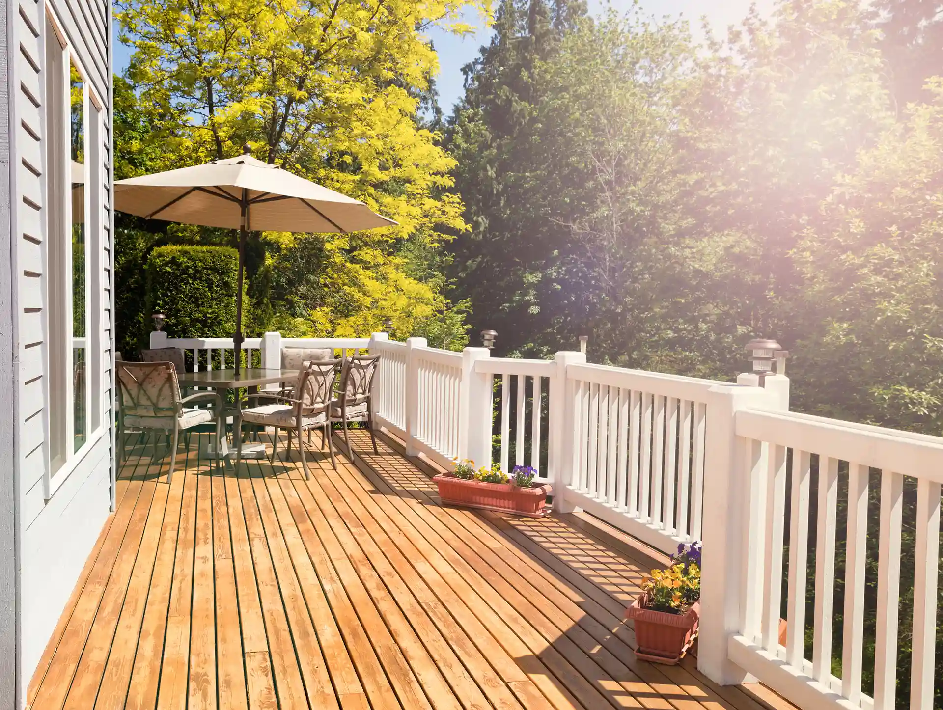 Photo of a deck made with cedar, an untreated wood