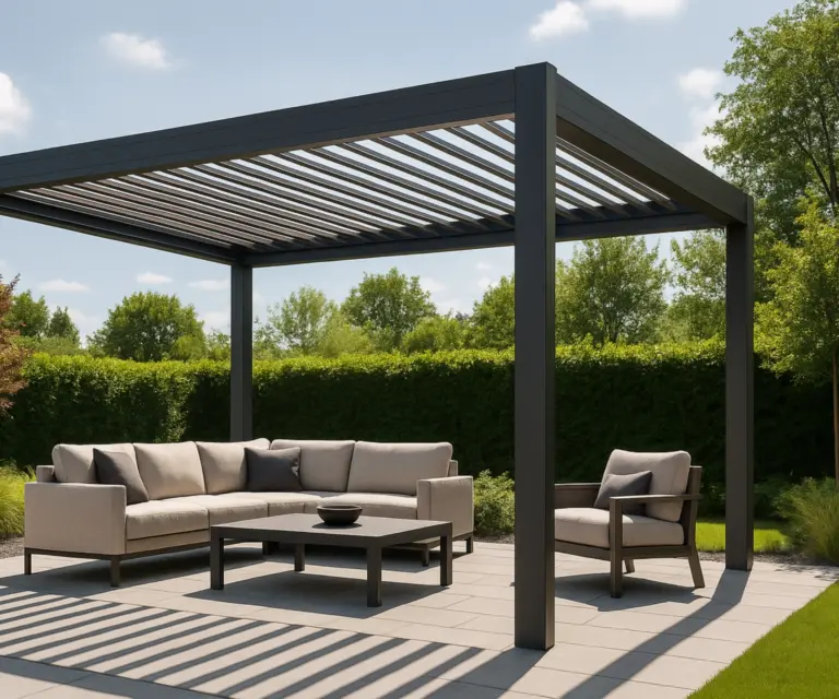 Louvered Black Pergola