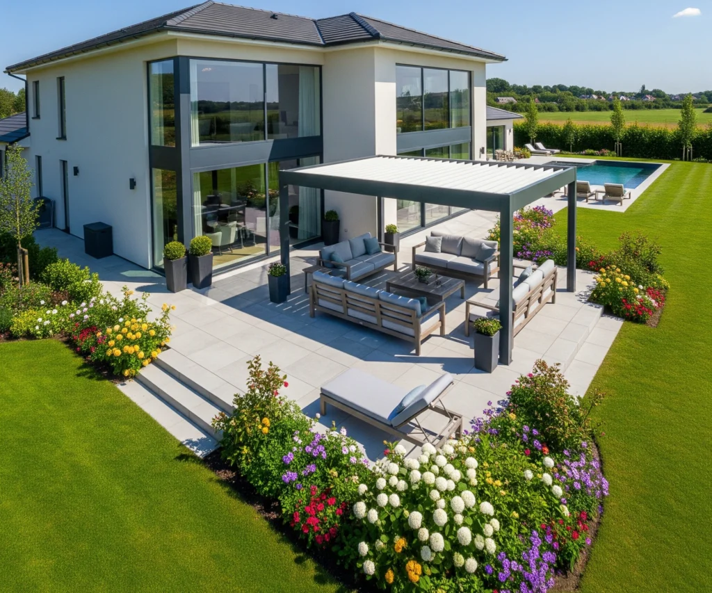 Outdoor Living Space With a Swimming Pool